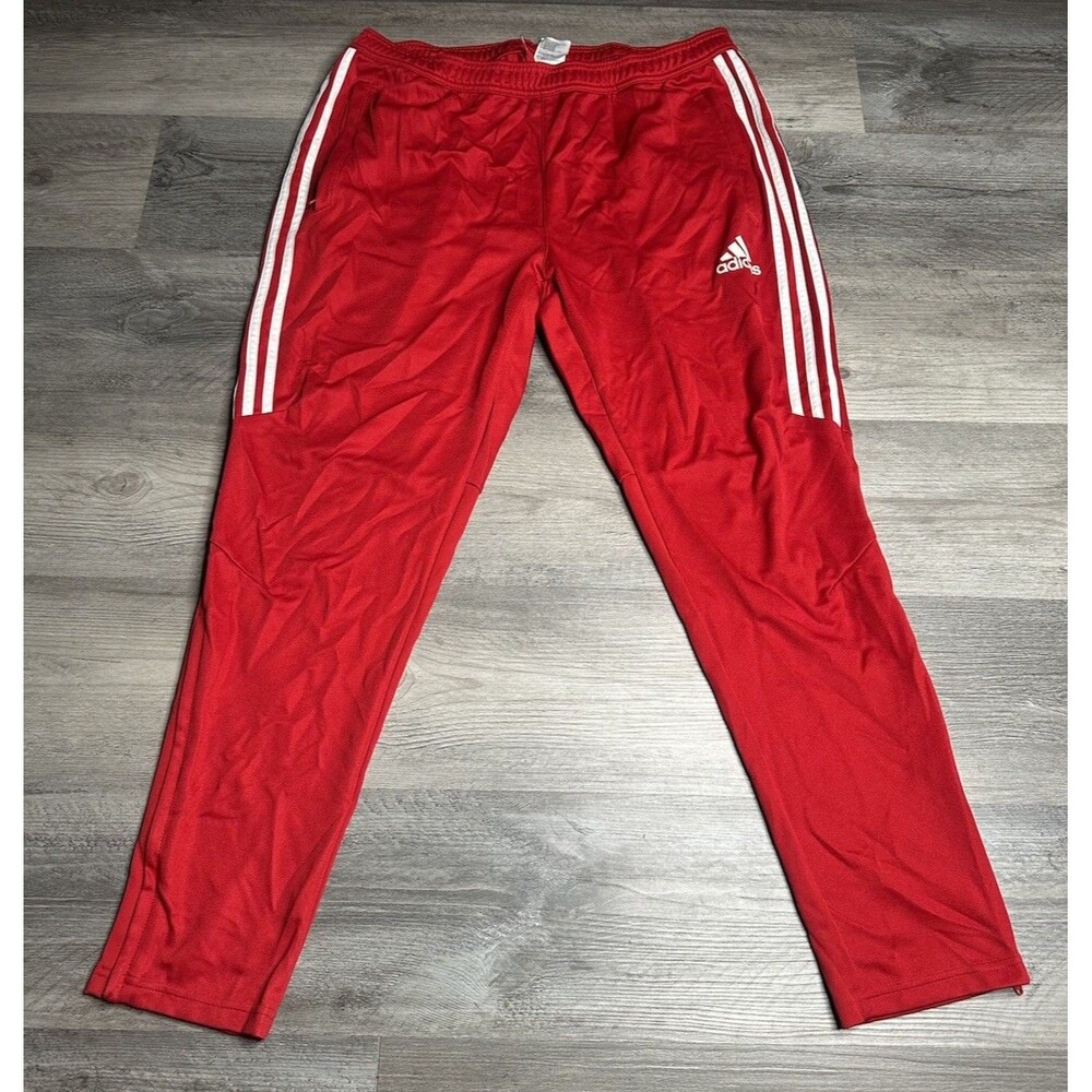 Adidas Tiro 19 Men's Track Pants Size XL Red/ White Activewear Zip Ankle
